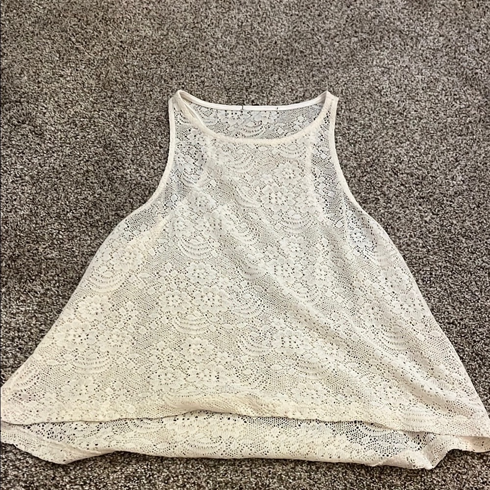 Elegant Lace Sleeveless Top - Cream
